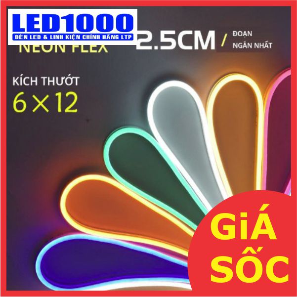 Led dây Neon 12V – Cuộn 5m Led khoảng cắt 2.5cm chuyên dùng uốn chữ logo quảng cáo