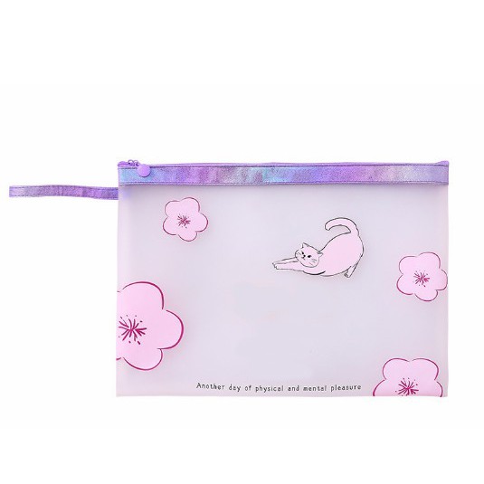 Hộp bút mèo hoa anh đào viền hologram 34x24cm HB165 hộp bút cute hộp bút dễ thương