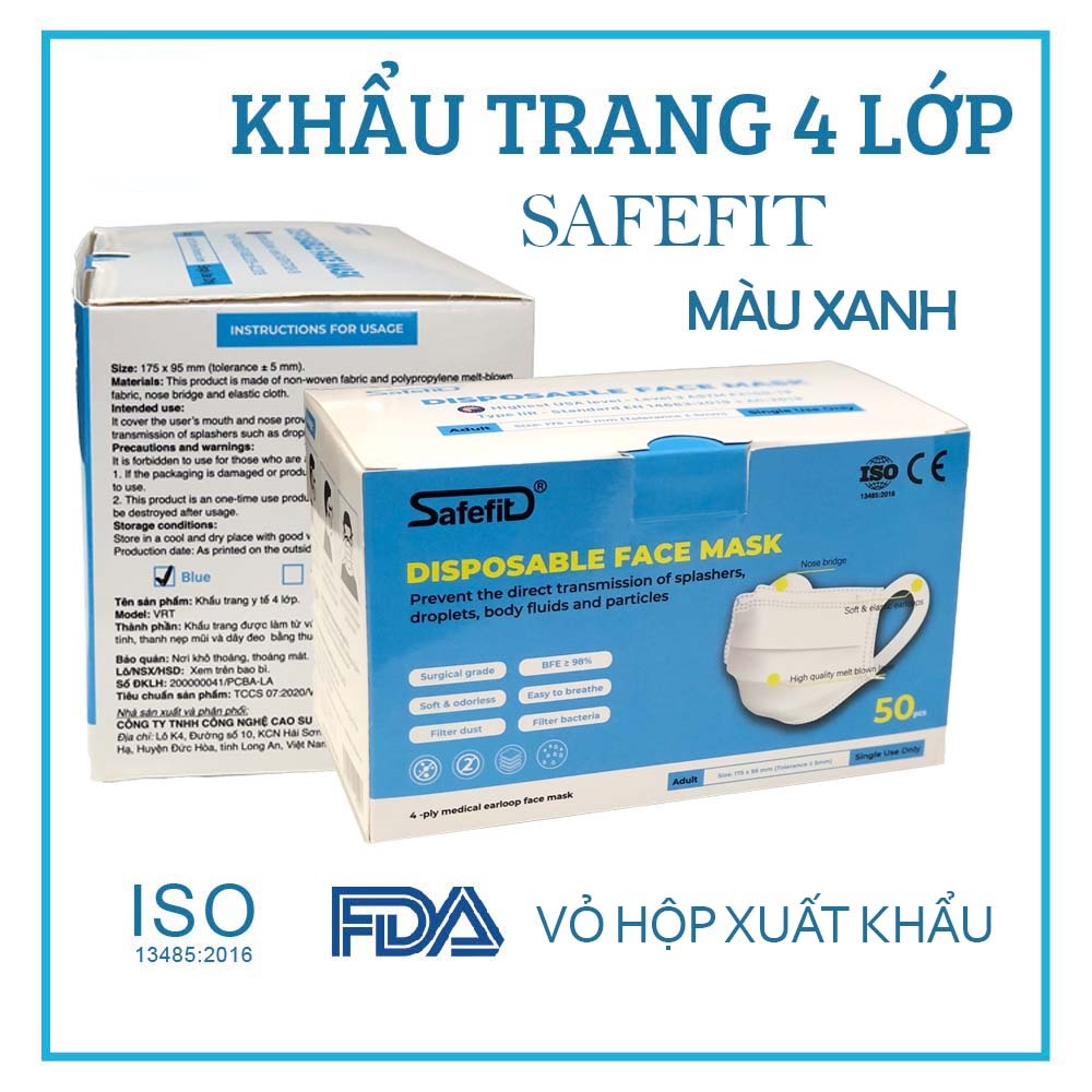 Khẩu Trang Y Tế Safefit 4 Lớp, Hộp 50 Chiếc