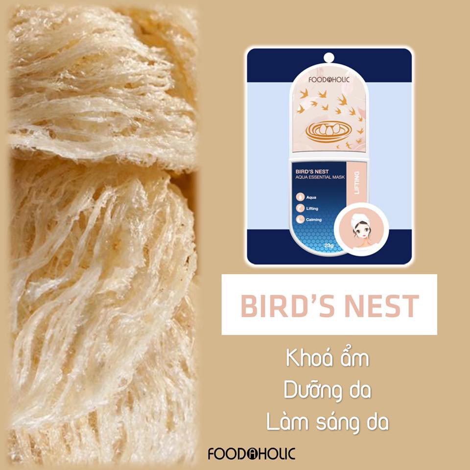 Combo 5 Mặt Nạ Cấp Ẩm Dưỡng Sáng, Tăng Độ Đàn Hồi Săn Chắc Da Foodaholic Bird's Nest Aqua Essential Mask 23g X 5