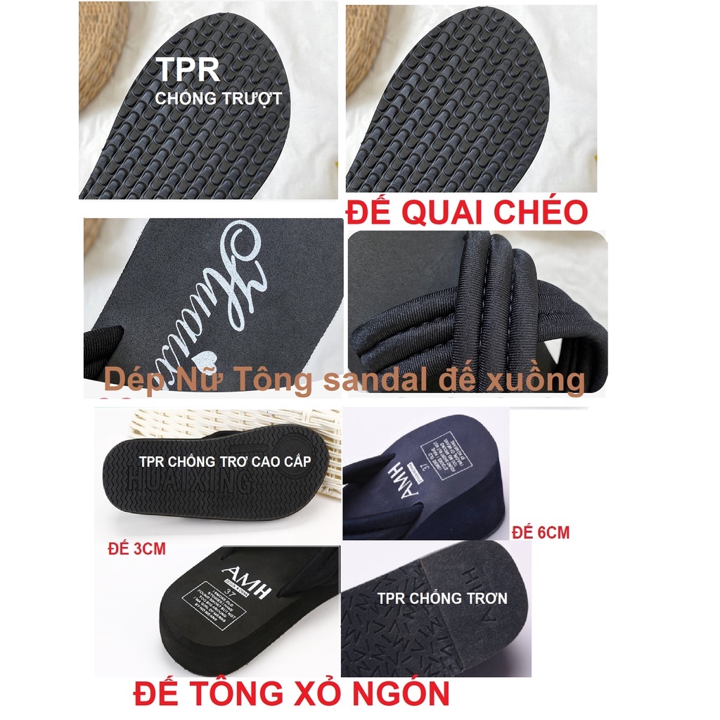 (SẴN HÀNG) Dép Xỏ Ngón Nữ Tông Đế Cao/ Dép Nữ Đế Xuồng 6Cm 3Cm