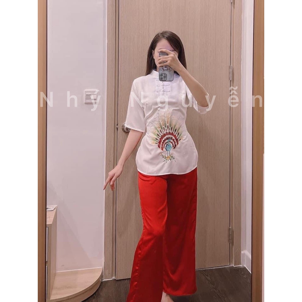 Đồ lam đi chùa Mẫu Thêu Công Vải Satin Nhung CAO CẤP