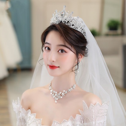 Vương Miện Đính Đá Pha Lê Vàng Điều Chỉnh Được Thời Trang Cho Cô Dâu