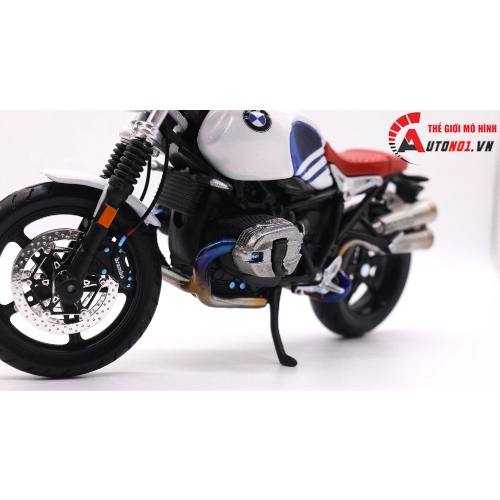 MÔ HÌNH XE ĐỘ BMW R NINE T WHITE BLUE TỈ LỆ 1:12 AUTONO1 D190