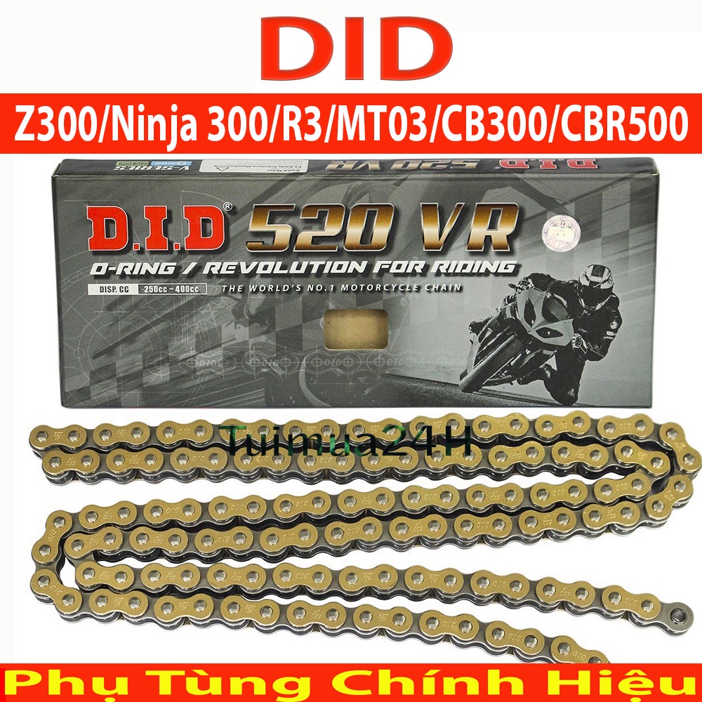 Sên DID 520VF 120L O-Ring xe Kawasaki Z300, Ninja 300, R3, MT03, CB300, CBR300, CBR500, REBEL300, REBEL 500