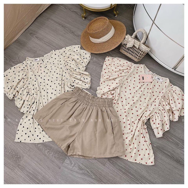 Áo tay bèo nhún+ quần sooc