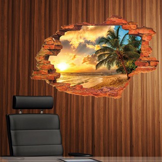 [RẺ VÔ ĐỊCH] Decal dán tường ô cửa biển hoàng hôn - DC604