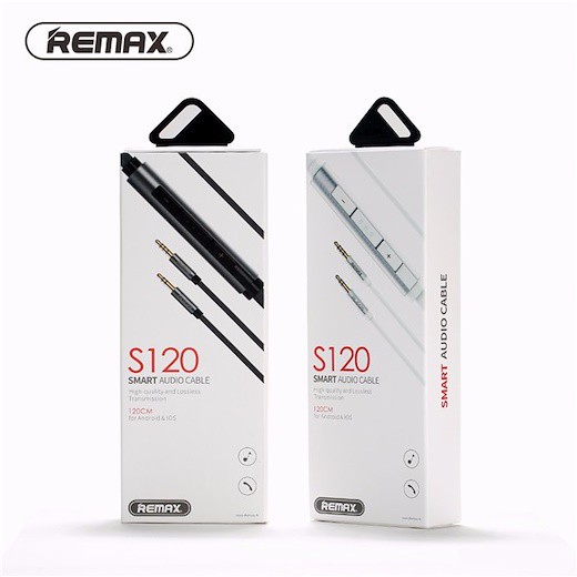 Cáp loa 1 -&gt; 1 Remax 1.2m  RL - S120 đen , trắng , cáp loa 3.5mm ra 3.5mm có chỉnh volume , micro