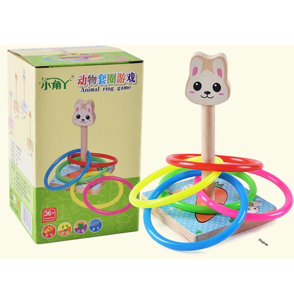 Đồ chơi gỗ ném vòng vào cột cho bé