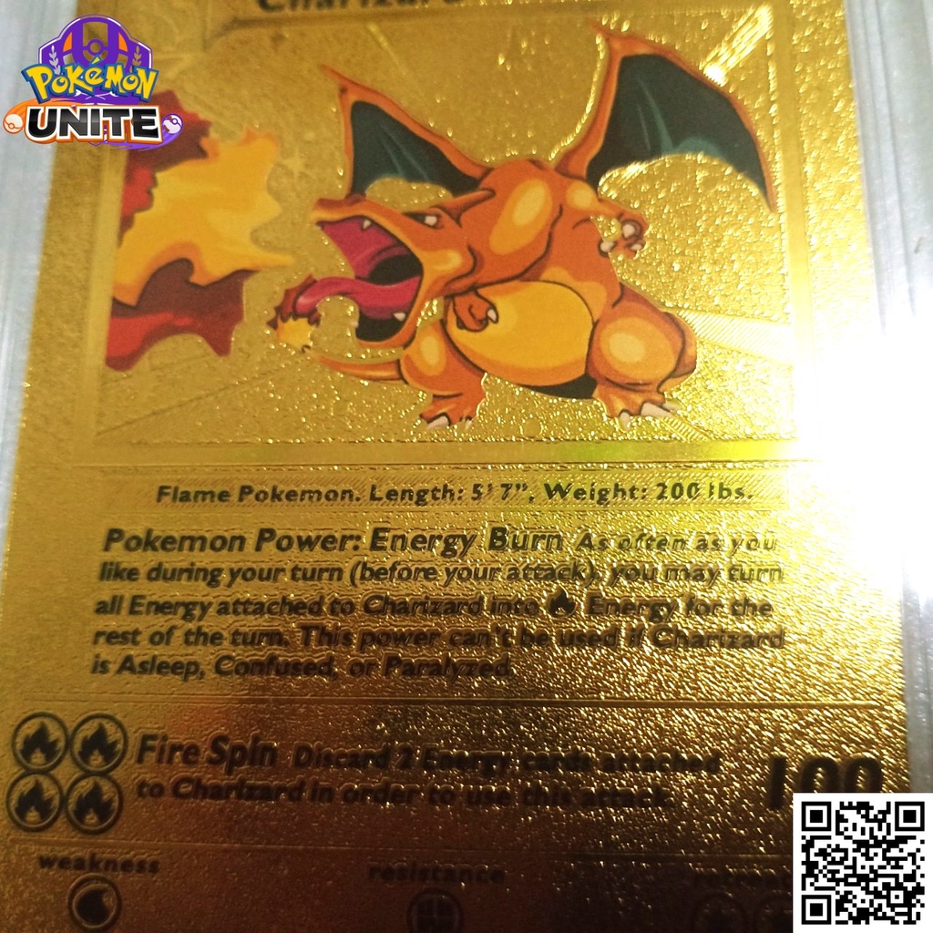 Lá Pokémon Charizard khung long lửa hiếm siêu đắt nhôm mạ vàng Tặng kèm top loader 1459 TV D15 20