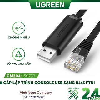 Cáp lập trình console usb to rj45 ftdi cao cấp ugreen 50773 dài 1,5m - hàng chính hãng