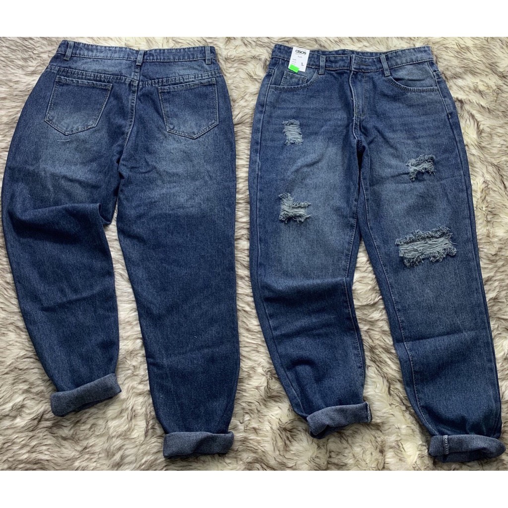 Quần Jeans Nữ Phối Rách Cao Cấp OHS3018