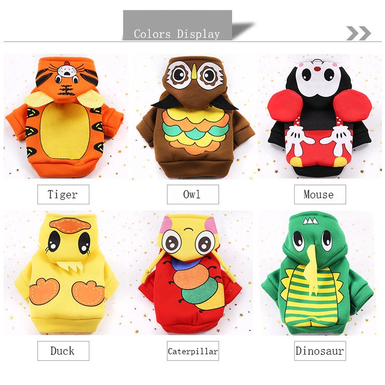 Áo Ấm Cún Cưng Có Mũ Trùm Đầu Thiết Kế Động Vật Hoạt Hình Đáng Yêu