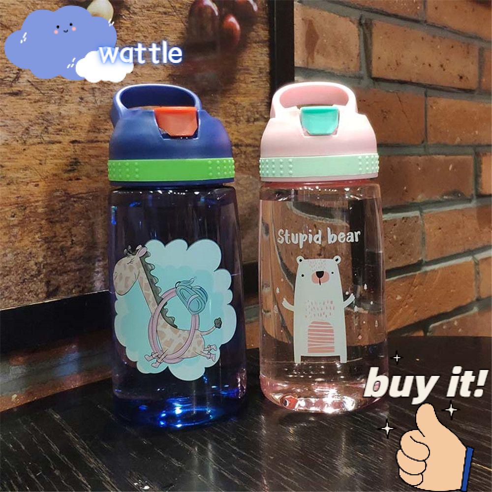 ✧WATTLE✧ Outdoor Straw Drinkware Travel Sports Water Bottle Portable Cute Cartoon Children 480ML Water Cup/Multicolor