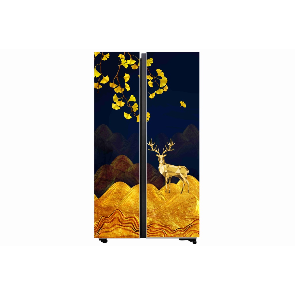 Miếng dán tủ lạnh 3D tủ side by side  2 cánh lớn, tủ 4 cánh không thấm nước siêu bền đẹp