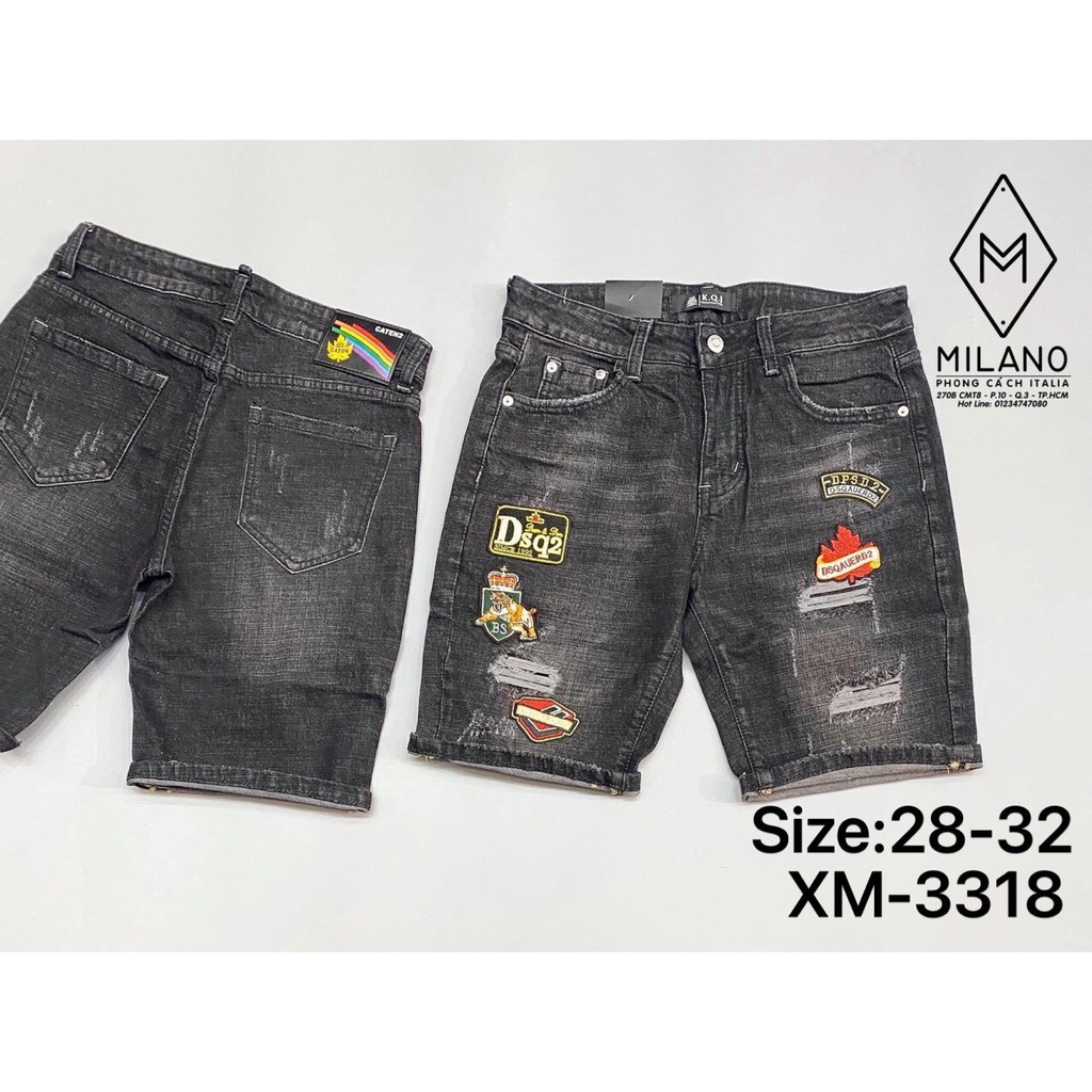 Quần short jean nam rách cao cấp 2 màu đen,xanh thêu họa tiết cao cấp | BigBuy360 - bigbuy360.vn