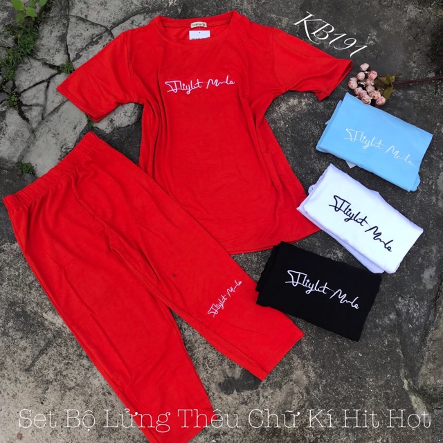 Set Bộ Lửng Thêu Chữ Kí Hit Hot