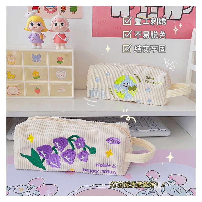 Túi Đựng Bút Thêu Hình Hộp Sữa Thời Trang Hàn Quốc