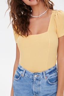 ÁO THUN CỔ U TAY CON F21