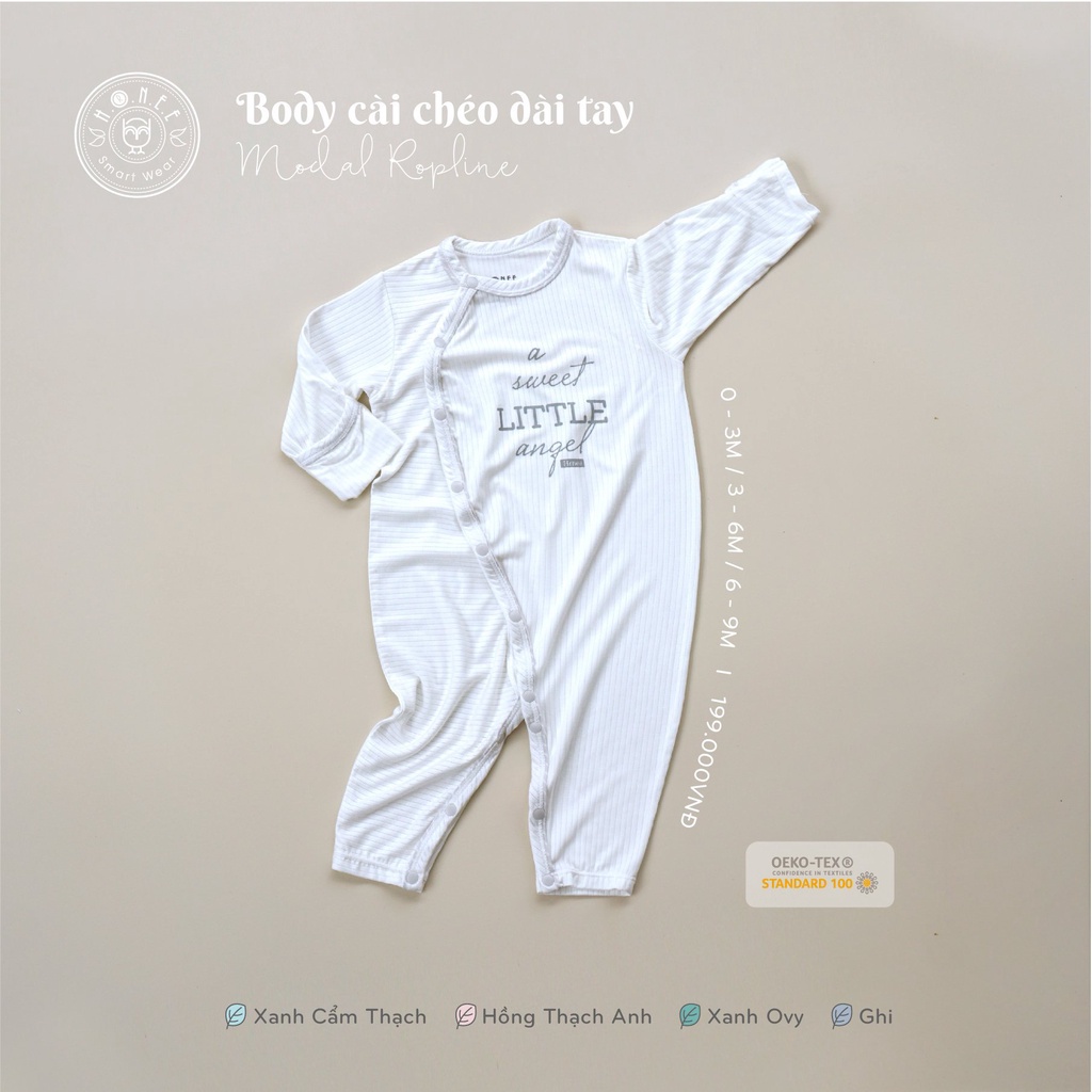 Bộ body dài HRNEE cài chéo sơ sinh vải modal sợi sồi hè cực mát Little Angel HREE hnree Việt Nam