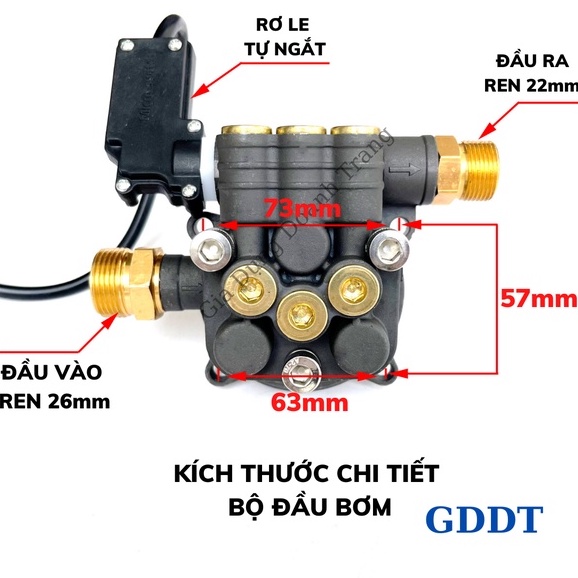 Bộ đầu bơm máy rửa xe mini có kèm rơ le điện dùng cho máy xịt rửa xe gia đình (kiểu mới)