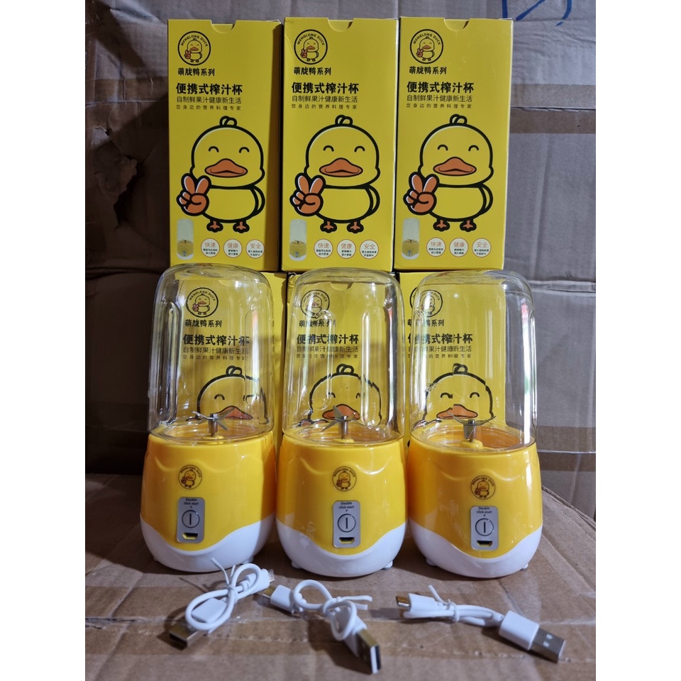 Máy Xay Sinh Tố Cầm Tay Máy Xay Hoa Quả Mini Vịt Vàng Sạc Điện Dung Tích 400ml Tiện Lợi