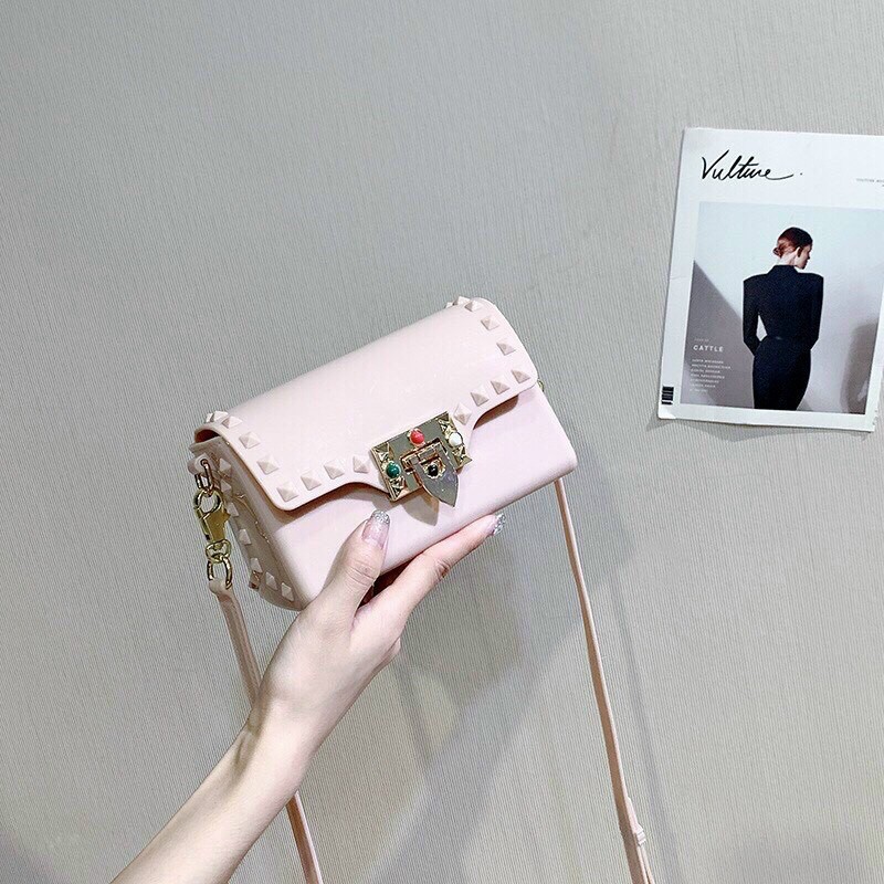 Túi silicon khoá đính đá nhiều màu siêu xinh