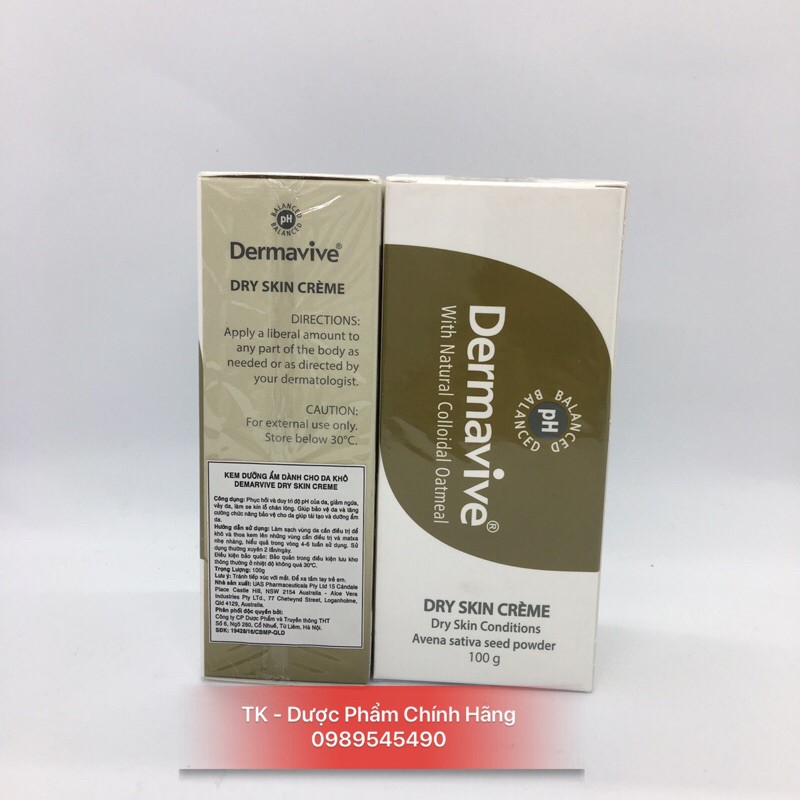Dermavive Cream - Giúp Tái Tạo Dưỡng Ẩm Da - Tăng Cường Bảo Vệ Da - 100g