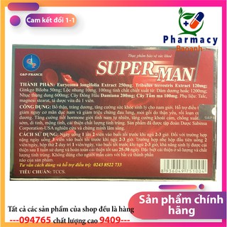 Tăng cường sinh lí nam super man 1h  Giúp bổ thận tráng dương, tăng hormone nam, ngừa mãn dục sớm Superman GP