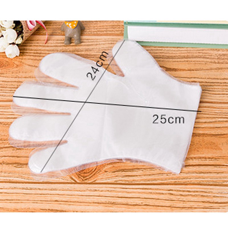 Set 100 găng tay nhựa PE dùng một lần tiện dụng
