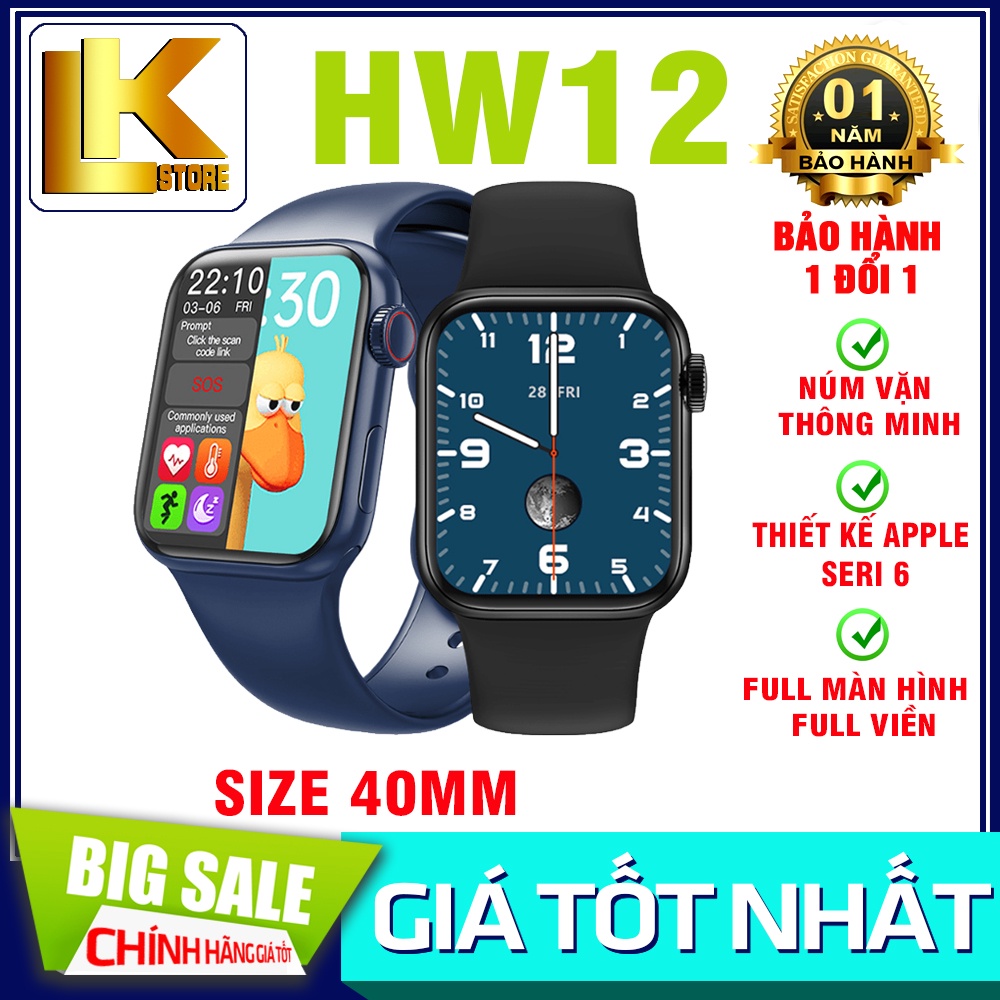 Đồng Hồ Thông Minh HW12 Có Tiếng Việt, Nghe Gọi, Thay Hình Nền, Cảm Ứng Siêu Mượt - BẢO HÀNH ĐỔI MỚI
