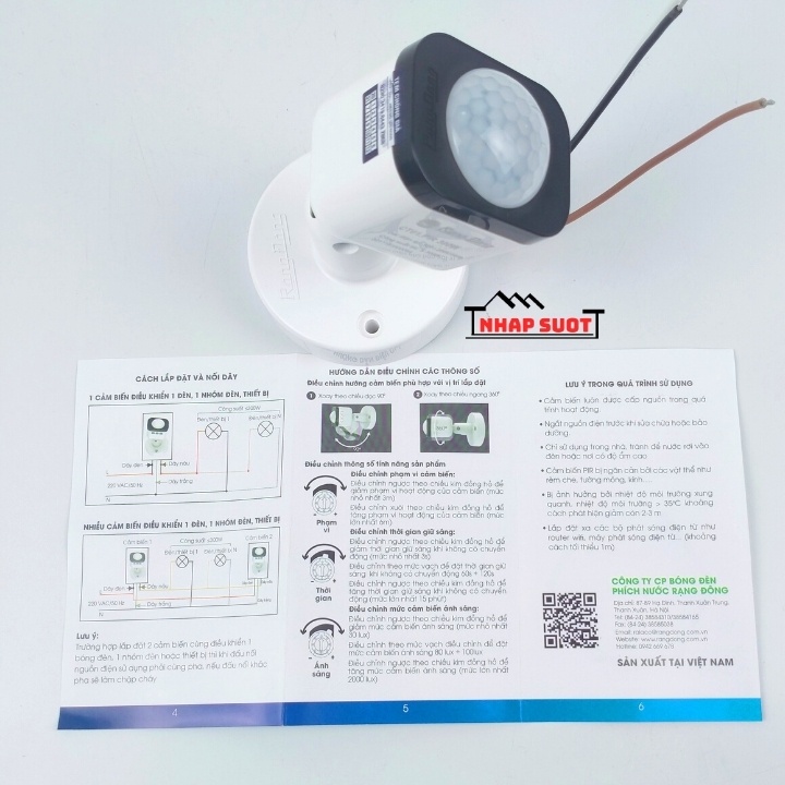 Mắt Cảm Biến Chuyển Động Hồng Ngoại Của Rạng Đông 300W Có Thể Điều Chỉnh Góc Cảm Biến (Model: CT01.PIR 300W)