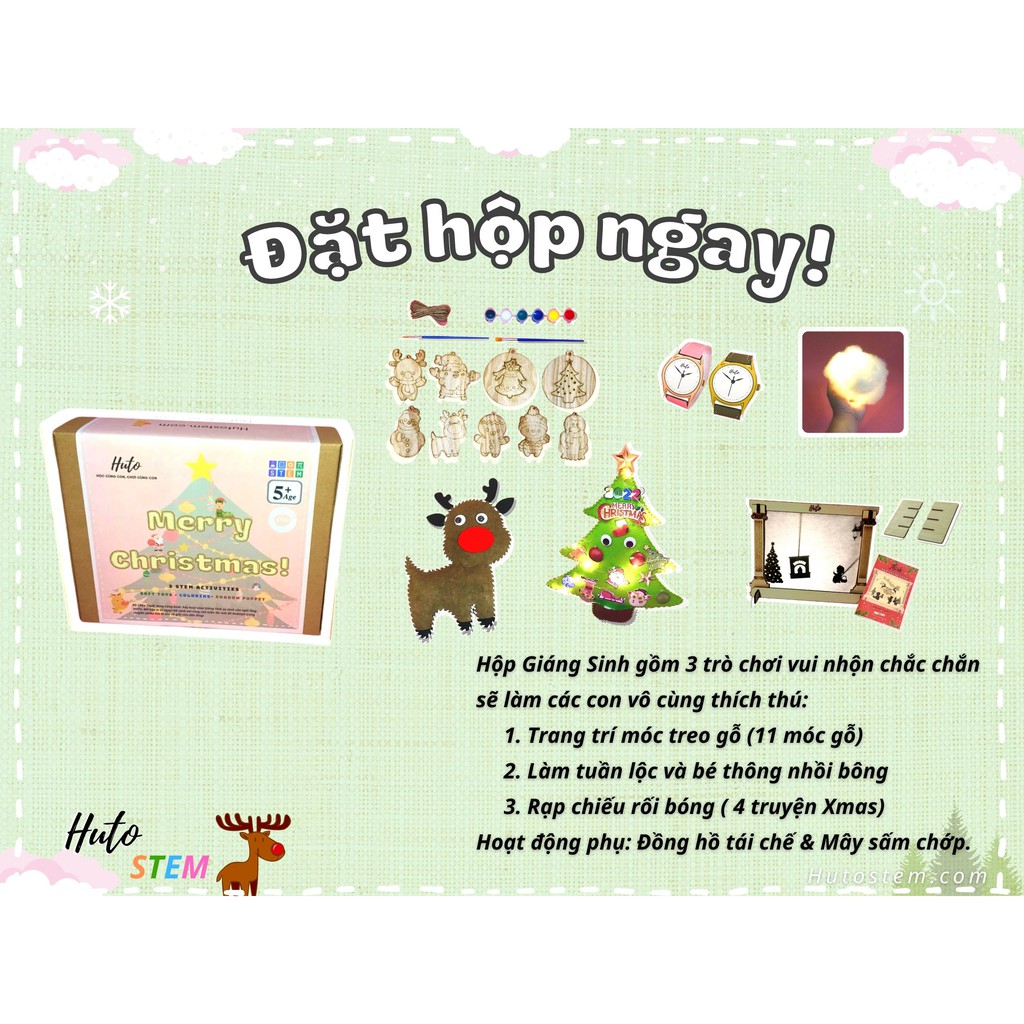 Hộp Giáng Sinh, Combo 3 Trò Chơi Giáng Sinh size lớn, với hơn 10+ hoạt động sáng tạo