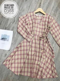 Bigsize Đầm caro buộc eo D368