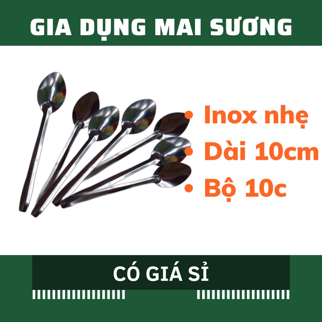 [Giá Sỉ] Combo 10 Muỗng Thìa INOX Nhỏ Cà Phê Đen