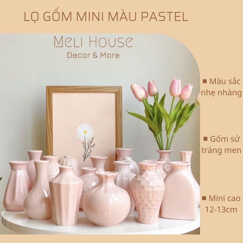 Lọ gốm mini màu pastel cắm hoa decor | Meli House
