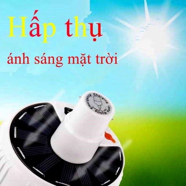 Bóng đèn tích điện có điều khiển kèm sạc pin và tấm thu năng lượng mặt trời