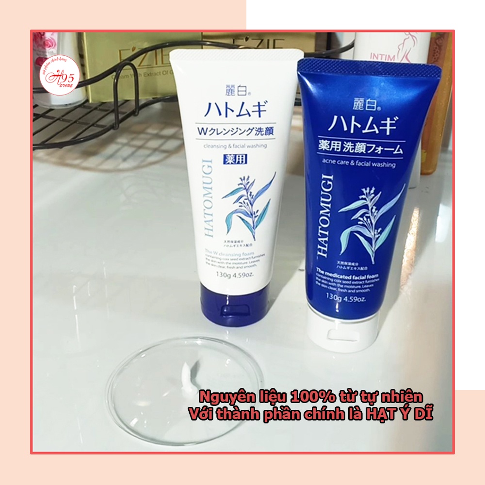 Sữa rửa mặt trắng da ngừa mụn hạt Ý Dĩ Hatomugi Nhật Bản 130G
