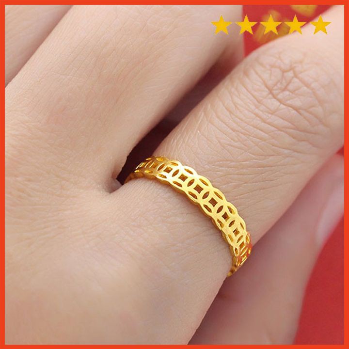 Nhẫn Nữ Kim Tiền Titan Xi Mạ Vàng Non 24k Cao Cấp, Nhẫn Nữ Phong Cách Thời Trang Cá Tính - HVN21