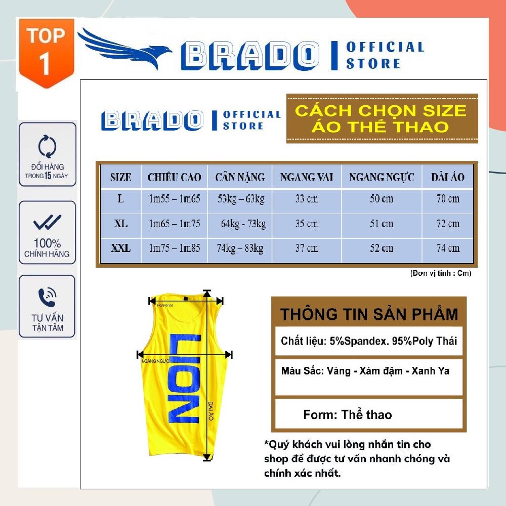 Áo ba lỗ nam 𝐋𝐈𝐎𝐍, chất liệu thoáng mát tập gym ,chơi thể thao, chạy bộ