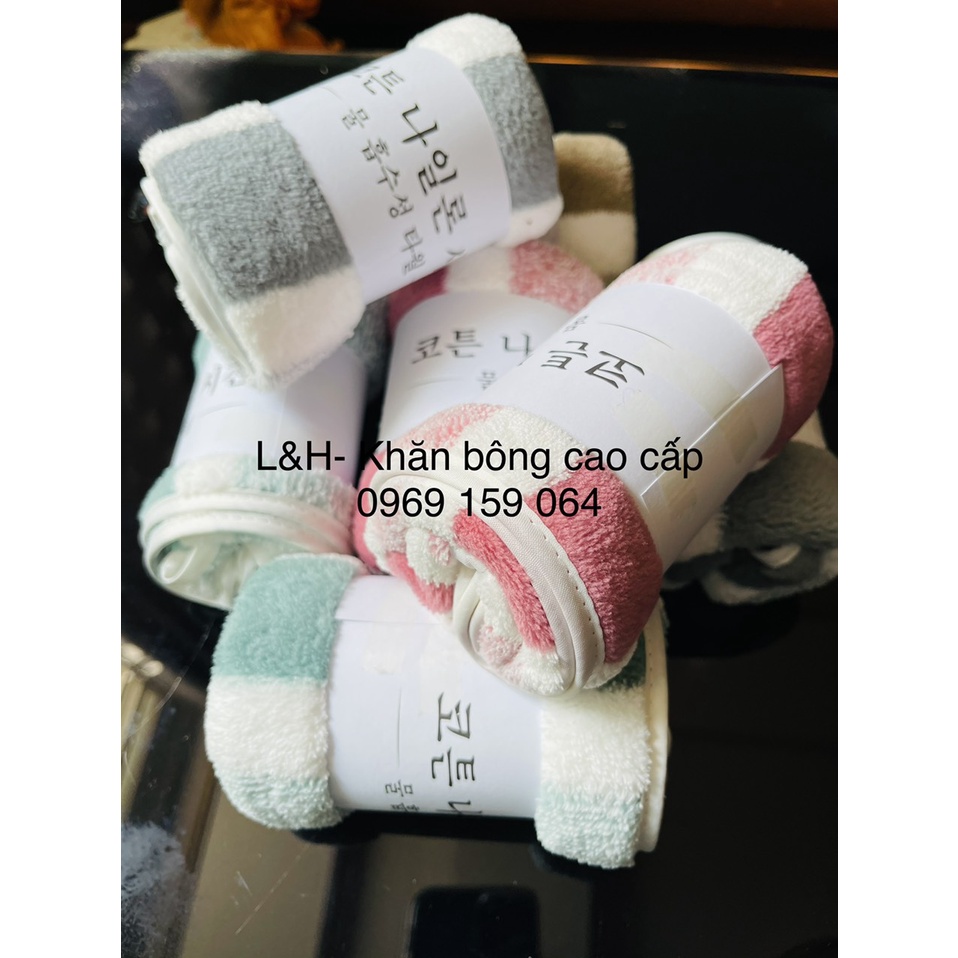 Combo 10 khăn lông cừu kẻ sọc, Ngẫu nhiên, KT 30x50cm