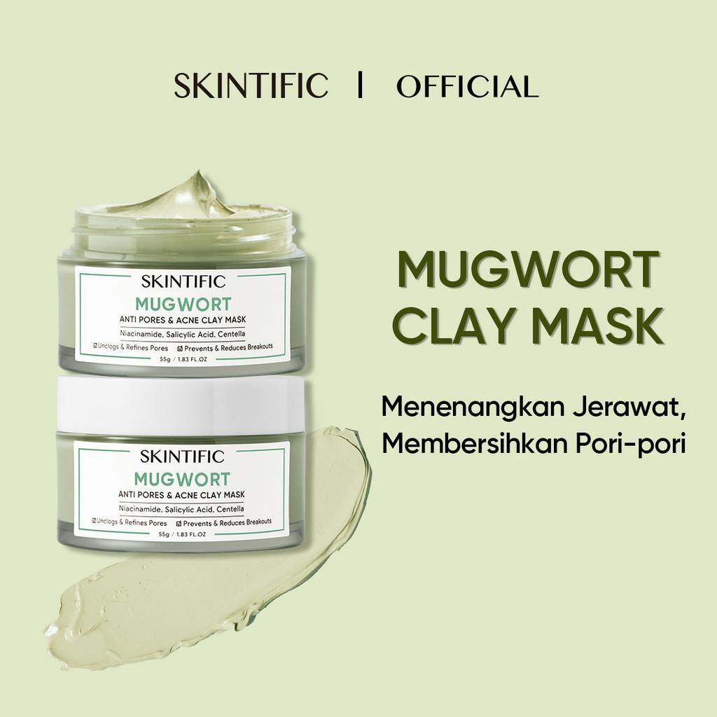 Bộ đôi Mặt nạ đất sét ngải cứu giảm mụn SKINTIFIC 55g
