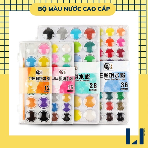 Bộ màu nước cao cấp 12/16/28/36 màu tặng kèm 1 cọ