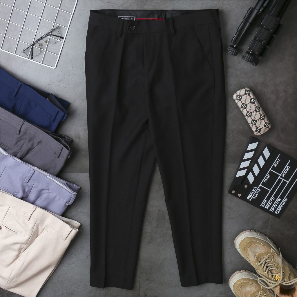 Quần âu nam công sở mầu đen vải chéo xuất khẩu dày dặn loại 1, quần ôm khoe dáng flasksale | BigBuy360 - bigbuy360.vn