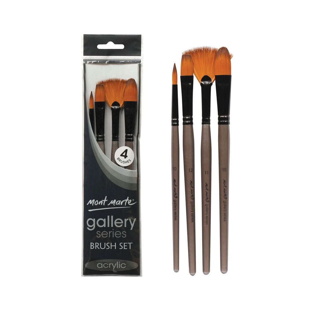 Bộ 4 Cọ Acrylic Mont Marte - Gallery Series Brush Set Acrylic 4pce - BMHS0013