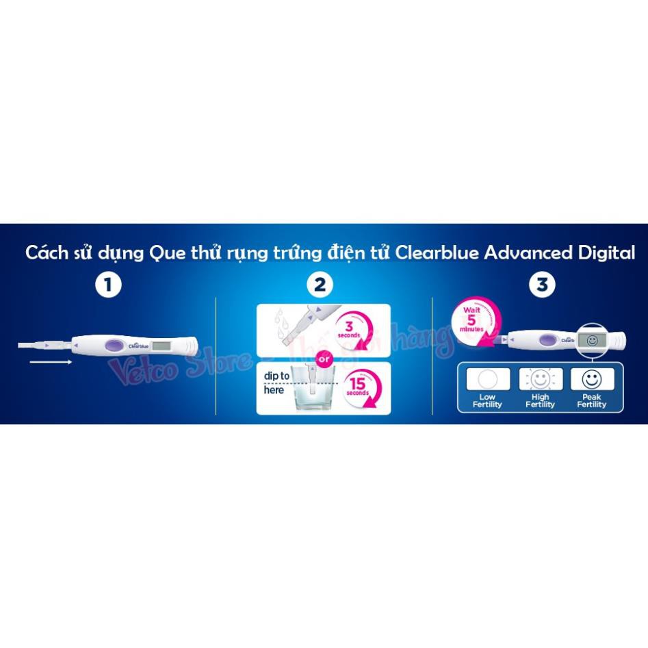 Que thử rụng trứng điện tử hộp 10 que Clearblue Digital Ovulation Test 2 Most [Chính hãng]