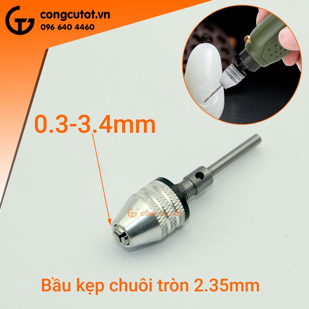 Đầu kẹp mũi khoan  chuôi tròn 0.3-3.4mm  cho máy đa năng
