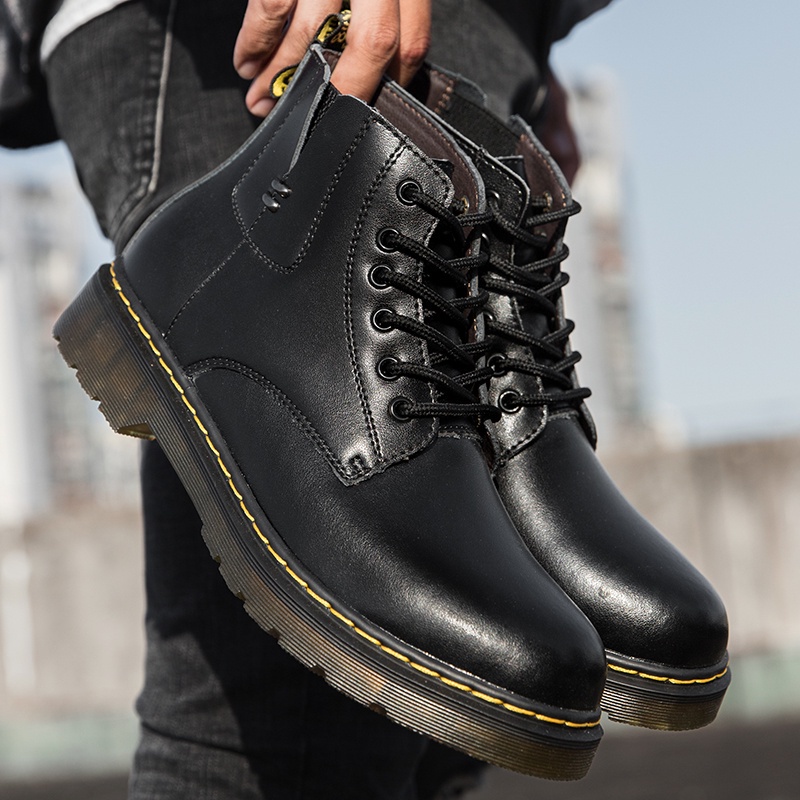 Giày bốt Martin da bò cổ cao size 38-46 phong cách Anh Quốc thời trang sang trọng cho nam