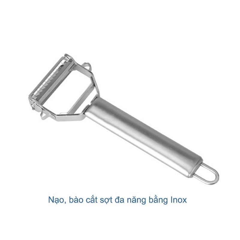 Nạo củ quả inox đa năng 2 in 1 chống han gỉ, dụng cụ nạo củ quả và bào sợi nhanh chóng tiện lợi HOT