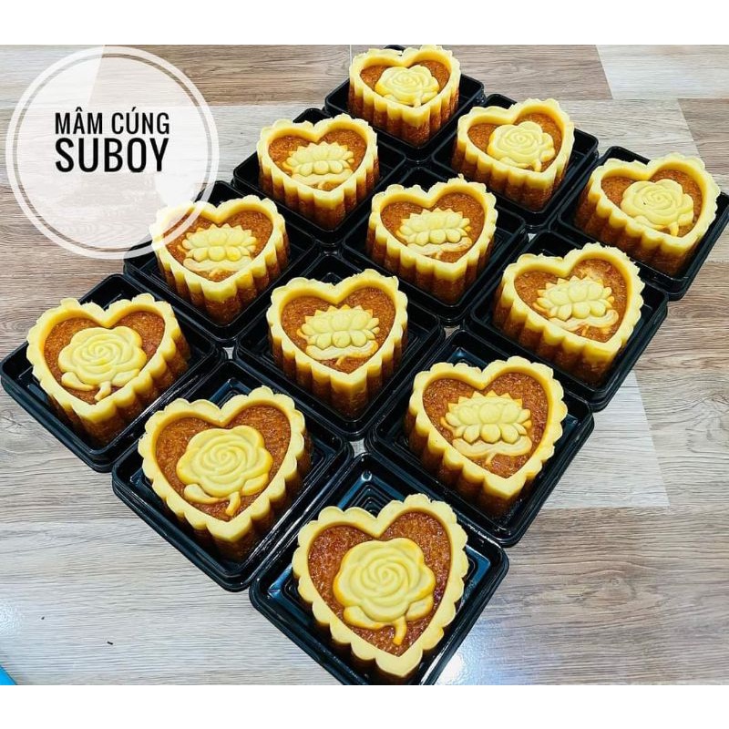 Khuôn ấn xôi trái tim 10cm có nắp ấn nhiều loại mẫu mới 2021